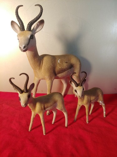 Vintage flocked antalope - vintage, 6"