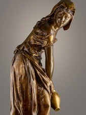 Ancienne statue bronze Mathurin Moreau femme au pichet signée bronze Paris 67cm