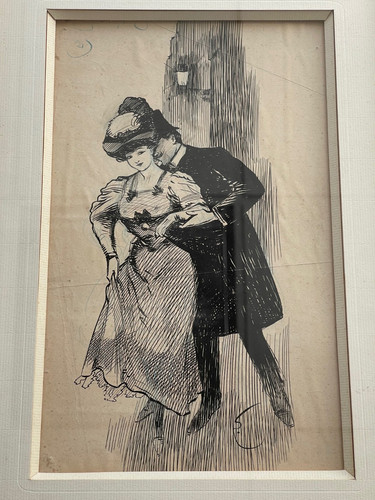 Grand dessin signé curiosa