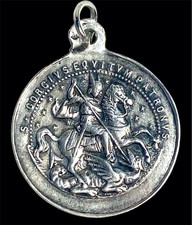 Médaille argent Saint Georges terrasssant un dragon / Intempestate Securitate