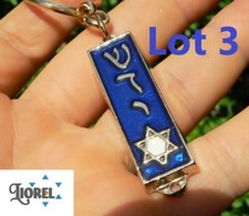 Lot 3 porte-clés en métal Mezouza avec étoile de David et psaumes bibliques p...