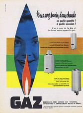 PUBLICITE ADVERTISING 084 1956 GAZ chauffe bain chaudière chaffe eau