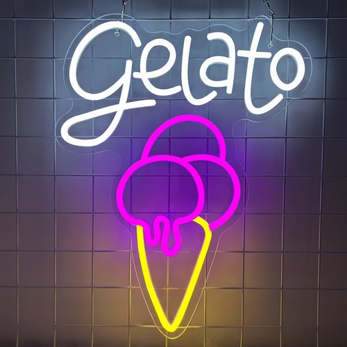 Panneau néon gelato forme - panneau,