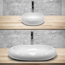 Vasque à poser lavabo céramique rond / ovale salle de bain 350x350mm 630x420mm