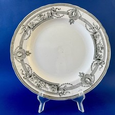 Plat rond Saint Amand et Hamage Nord Médaillon faïence Terre de Fer vert 29 cm