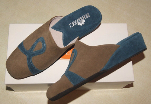 Chaussons marron bleu - chaussons,
