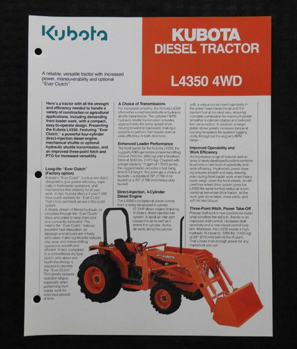 Véritable 1990 kubota - véritable, l4350