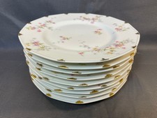 Lot de 9 assiettes en porcelaine de Limoges HAVILAND décor floral vintage 24.5cm