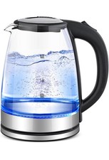 Bouilloire Électrique en Verre 2L 1500-1800W 🔵 Lumière LED & Arrêt Auto