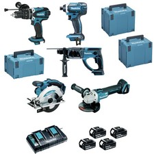Pack de 5 machines MAKITA 18V - Perfo-burineur + Visseuse + Perceuse à