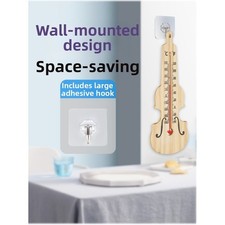 Thermomètre Mural Intérieur Extérieur avec Double Affichage Température Bois