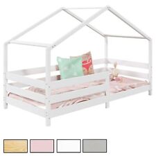 Lit cabane pour enfant 90x190 cm avec barrière de protection en pin massif