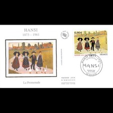 FDC soie - Tableau Hansi, la promenade - oblit 24/10/2009 Colmar