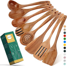 Wood Spoons for Cooking,Nonstick Kitchen Utensil Set,Wooden Spoons Cooking Utens