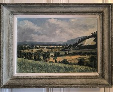 Huile sur Toile Signée BOULIER 1950 Impressionnisme Tableau Paysage Rural Ancien