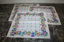 lot de 3 serviettes de table ou grand mouchoir, en coton, décor floral vintage