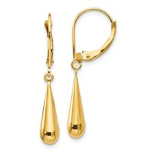14K Jaune or Creux Larme Pendantes Dormeuses Boucles D'Oreilles Madi K Enfant