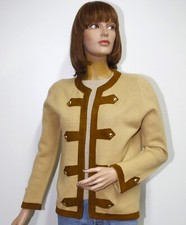 Vintage 50s Camel Hair/Suede Knit Cardigan ABERCROMBIE & Fitch By HADLEY Size M