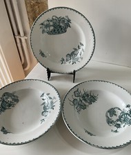 3 Anciennes assiettes terre de fer faïence Ste Amandinoise modèle Cartels deco