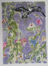 Jules CAVAILLES : La grenouille, le rat & le corbeau - Lithographie orig. signée