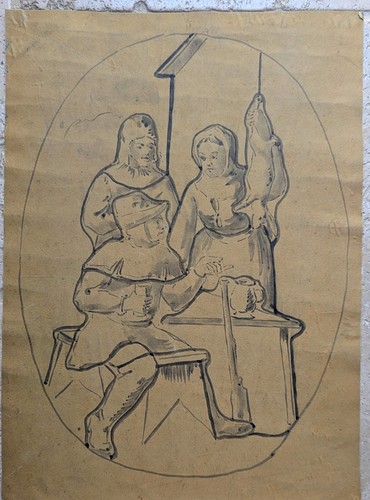 Dessin lavis xixème siècle - dessin,,