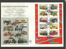 France FDC premier jour camion ambulance autocar voiture pompier tracteur autobu