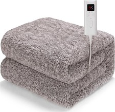 Couverture Chauffante Polaire Moelleuse 130x180 cm, Arrêt Auto, 9 Temp, TB86