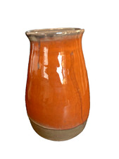 vase céramique émaillé orangé design vintage poterie artisanal 20ieme décoration