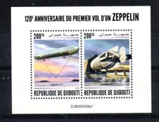 TIMBRES - DJIBOUTI - 2020 - M/S - ZEPPELIN - MONTGOLFIÈRES - 120ème ANNIVERSAIRE