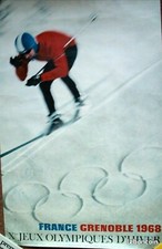 RARE AFFICHE DES JEUX OLYMPIQUES DE GRENOBLE 1968
