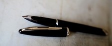 STYLO PLUME WATERMAN CARENE LAQUE NOIRE FINITION PLATINUM - PLUME OR MASSIF 18 K