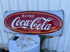 ancienne plaque émaillée publicitaire COCA-COLA NEUHAUS 125x50cm circa 60