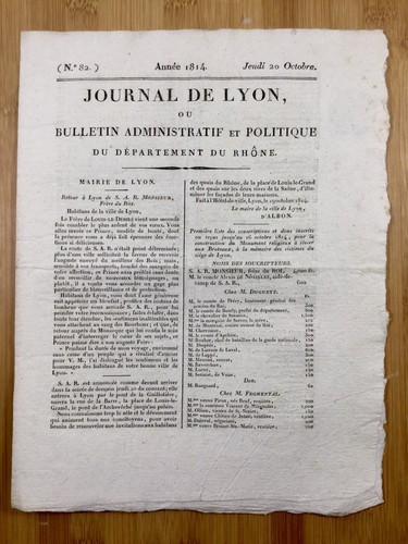 Journal lyon 1814 royalisme - journal, de