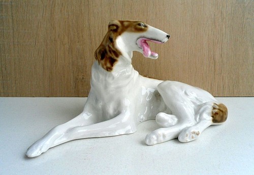 Figurine porcelaine borzoi - figurine,