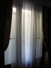 voilage store blanc tergal et lin 96X 248CM ourlet cornely,34cm monté s/ruflette