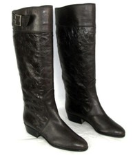 SERGIO ROSSI Bottes cavalières vintage cuir marron 36.5 italien EXCELLENT ETAT