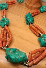 Bijou Collier Corail Turquoise Veritable