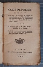 GUICHARD - Code de la Police - Imprimerie Nationale 1792 - Justice Droit Loi 