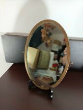 Ancien miroir type barbier, avec chainette, fond en bois , 30cm X 22,5 cm