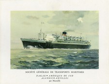 "Sté Gle de TRANSPORTS MARITIMES" Affiche originale entoilée 1952 Roger CHAPELET