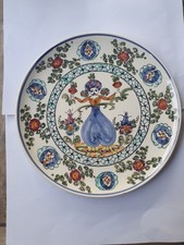 Céramique Ancienne SKYROS GRECE Assiette Murale Peinte Main O.N.K. Art Populaire