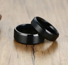 Bague alliance anneau noir en
