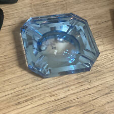 Ancien cendrier Saint Gobain Jean Luce verre & miroir bleu, Art déco