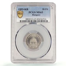 Hungary 20 filler Francis Joseph I Coinage KM-483 MS65 PCGS nickel coin 1893