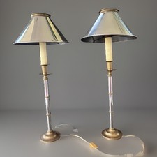 Paire Lampes Vintage Chic Métal Et Laiton Abat Jour Métal
