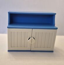 PLAYMOBIL MEUBLE BLEU AVEC PORTES BLANCHES CUISINE...