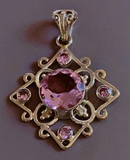 Superbe pendentif argent quartz rose silver pendant