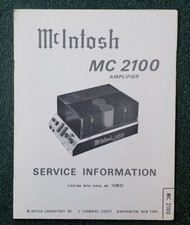 McIntosh MC 2100 Service Information (original) MC 2100