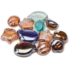 Billes - Jeu de récréation - Forme de galets et coquillages - Filet de 12 pièces