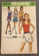 Vintage Simplicity 9332 1970s Scooter Skirt Sewing Pattern Size 7/8 Junior Teen